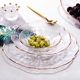 日式不规则锤纹金边玻璃盘 创意沙拉碗水果盘透明碗玻璃碗盘套装