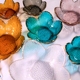 创意日式金边花瓣碗彩色樱花碟锤纹透明玻璃碗家用水果碗果盘餐具