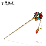 Bagen grass hair accessories Korean version of the Phoenix retro flow sangda hairpin rhinestone tiara hair hairpin Korea jewelry hairpins