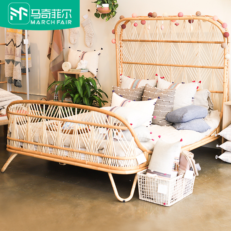 Northern Europe Indonesia Rattan bed 1.8 Double bed hotel Rattan bed Apartment apartment furniture Rattan bed Flats ins Windin the Residential furniture , Beds , Rattan bed category - from Buy2taobao.com to provide professional Taobao agent buy service
