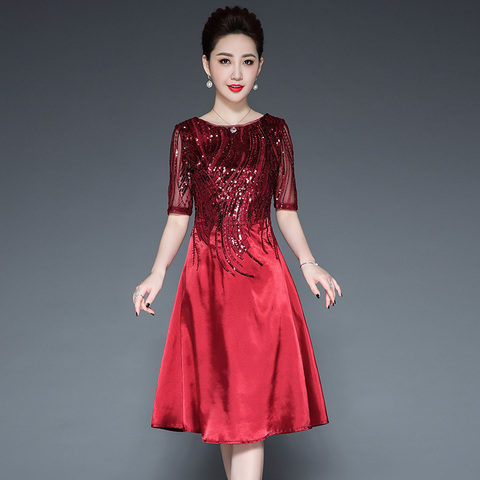 嫁女儿妈妈丈母娘婚礼服喜婆婆婚宴装结婚母亲洋气高贵连衣裙秋装
