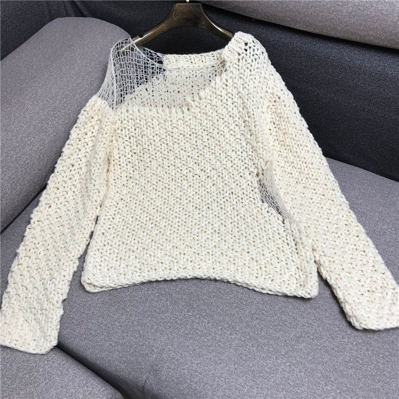 针织衫女镂空套头显瘦