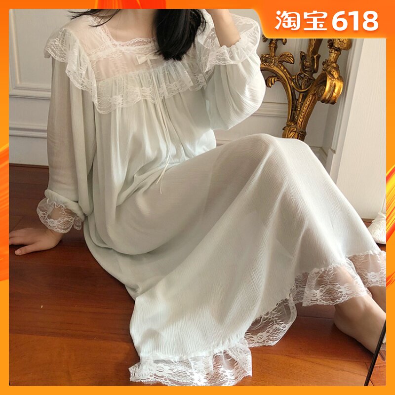 pinkgoddess公主睡裙春秋季长袖复古宫廷蕾丝纯棉家居服睡衣女夏在类目 女士内衣/男士内衣/家居服, 睡裙中 - 来自Buy2taobao.com提供专业的淘宝代购服务