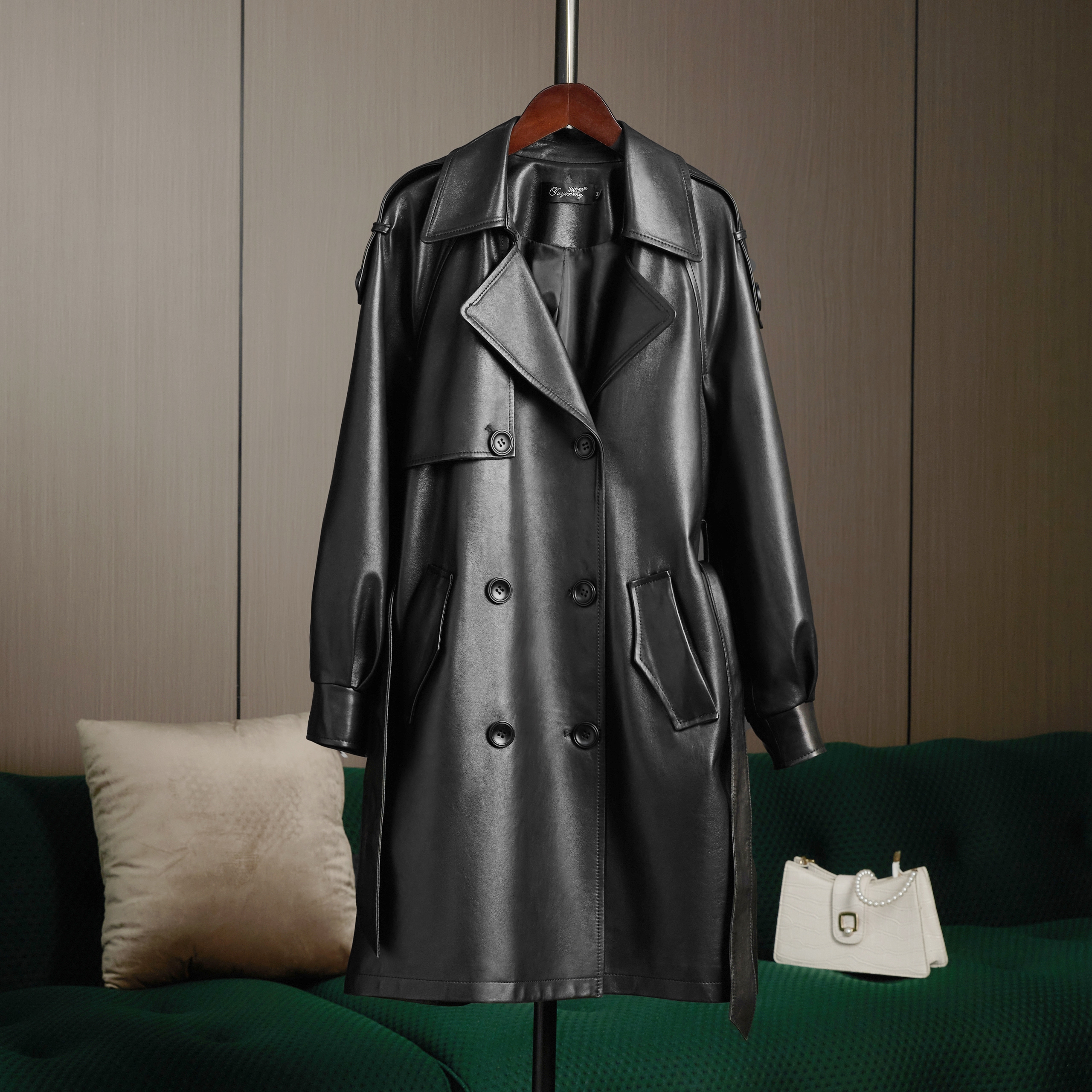 【特价清仓】海宁真皮皮风衣女中长款绵羊皮风衣韩版宽松大码外套