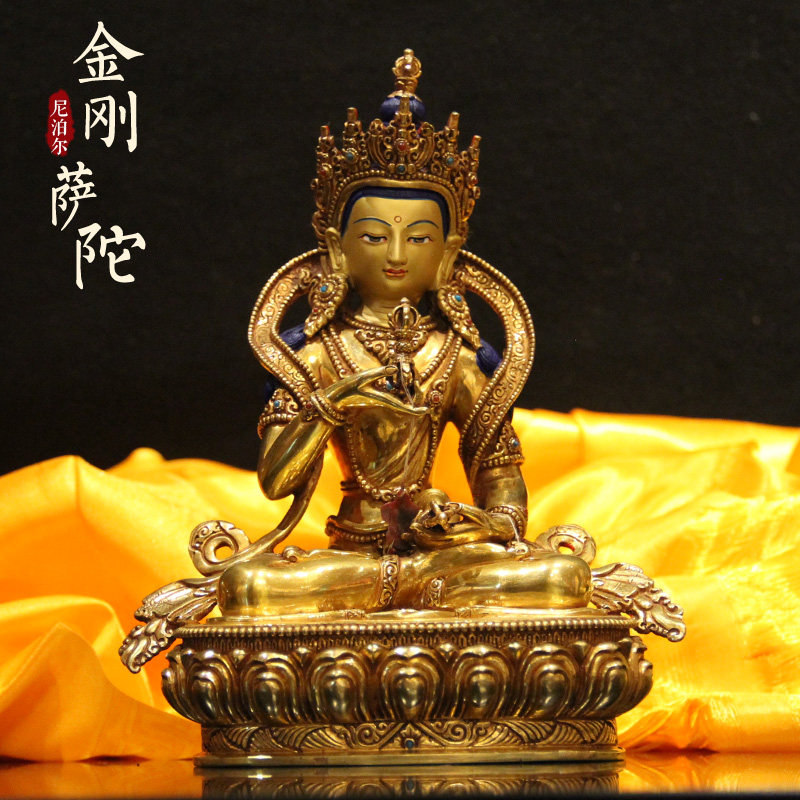藏式金刚萨埵佛像神像纯铜彩绘藏传精工佛台吉祥供奉摆件佛像