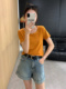 方领短袖T恤女夏季2024新款韩版修身显瘦百搭弹力紧身打底衫上衣