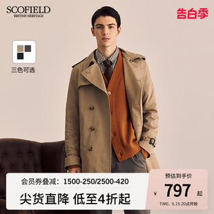 SCOFIELD男装春季新款复古商务英伦中长款风衣外套时尚简约潮流