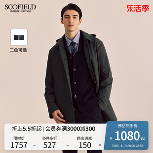 SCOFIELD男装春季新款英伦时尚通勤风衣中长款简约潮流复古外套