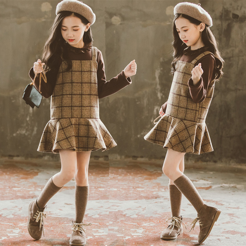 女童加绒套装裙2019新款韩版儿童格子背带裙两件套裙女孩秋冬裙子|ruв категории Детская одежда, костюм - от Buy2taobao.com для оказания профессиональной услуги покупки агента Taobao