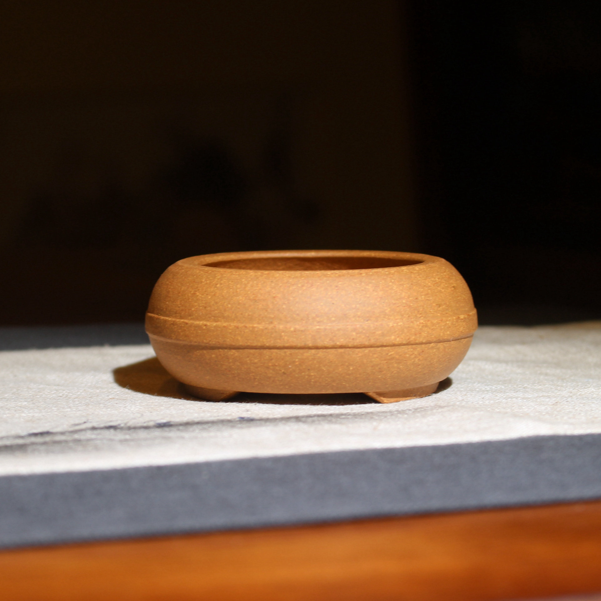 腰线圆盆紫砂手工原矿团泥菖蒲花盆宜兴紫砂微型盆景多肉肉