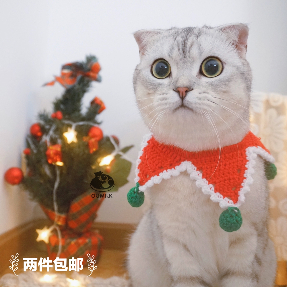 【Olimilk】宠物猫狗圣诞五星毛线针织项圈领结新年套头饰品围嘴在类目 宠物/宠物食品及用品, 宠物服饰及配件, 服装/用品定做(新), 领结中 - 来自Buy2taobao.com提供专业的淘宝代购服务