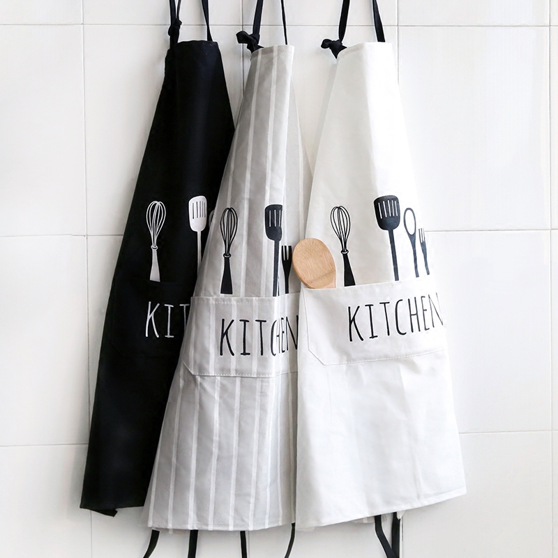日式纯棉布围裙家用厨房防水防油女时尚韩北欧风工作做饭罩衣包邮