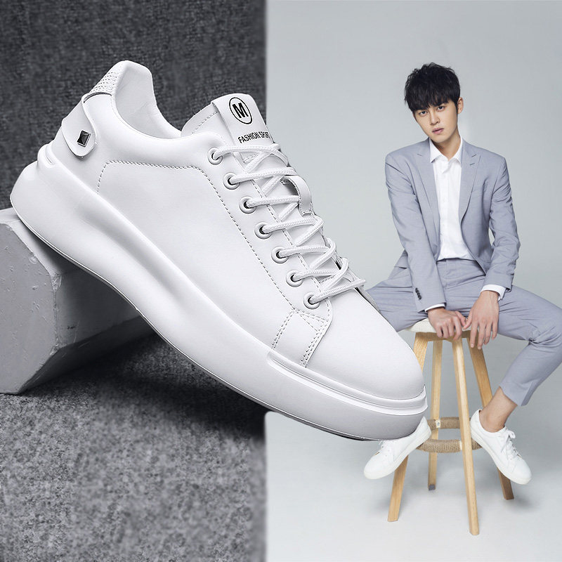 增高男士显高自信潮流西服小白鞋