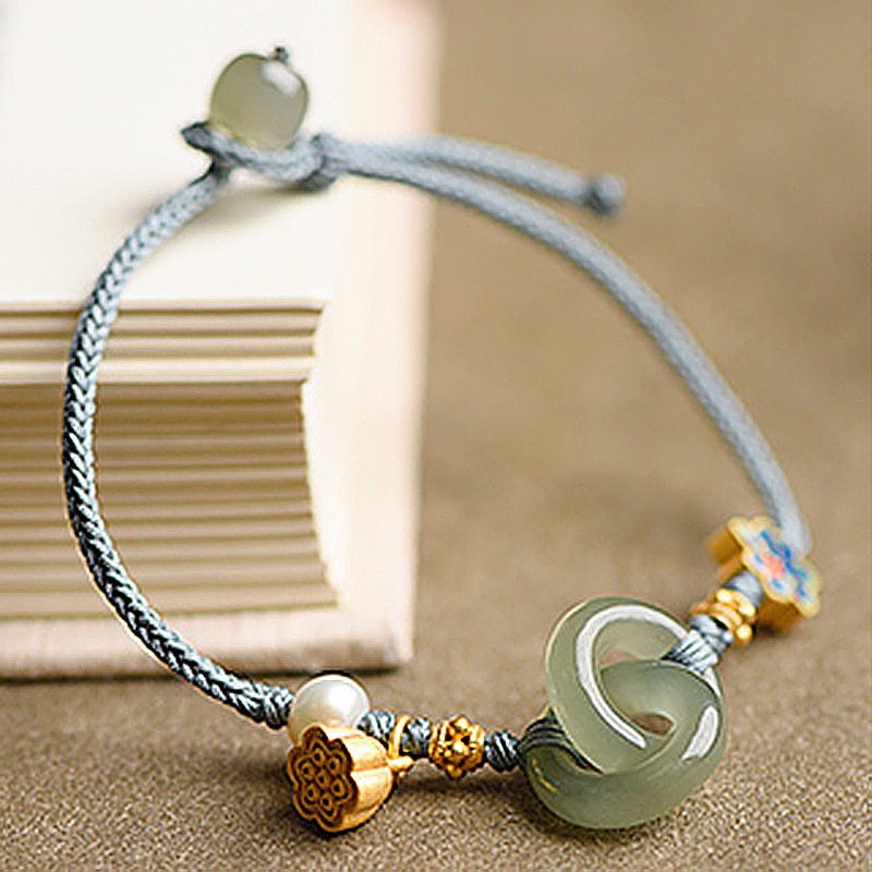 和田玉环环相扣手链手绳女古风手工编织新品编绳手串秋季小众设计