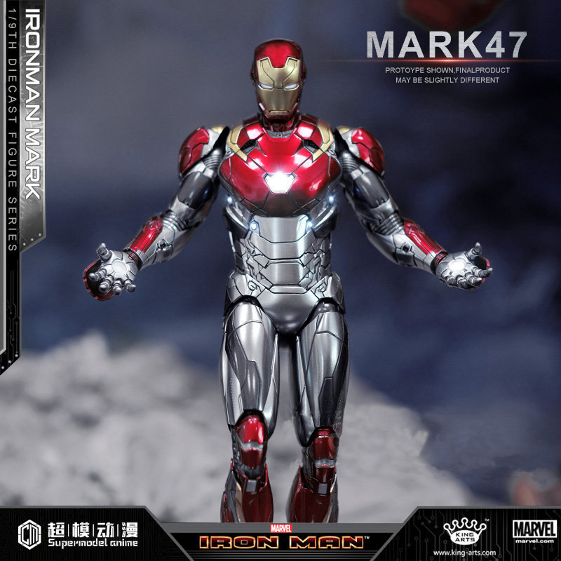 超模动漫 漫威kingarts 1/9mk47钢铁侠ka合金手办限量版模型摆件