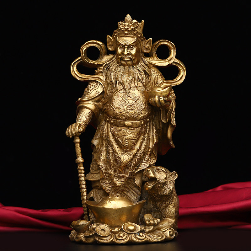 纯铜站立武财神摆件招财进宝镇宅赵公明家居商铺桌面宗教供奉神像