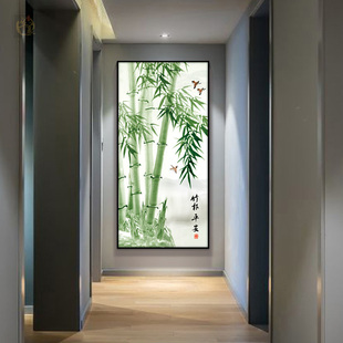 竹子装饰画新款玄关现代简约新中式壁画招财入户走廊过道客厅挂画