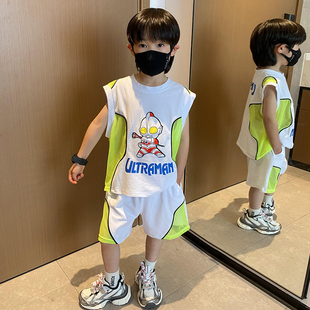 奥特曼衣服男童夏装背心套装新款夏季宝宝运动儿童速干篮球服