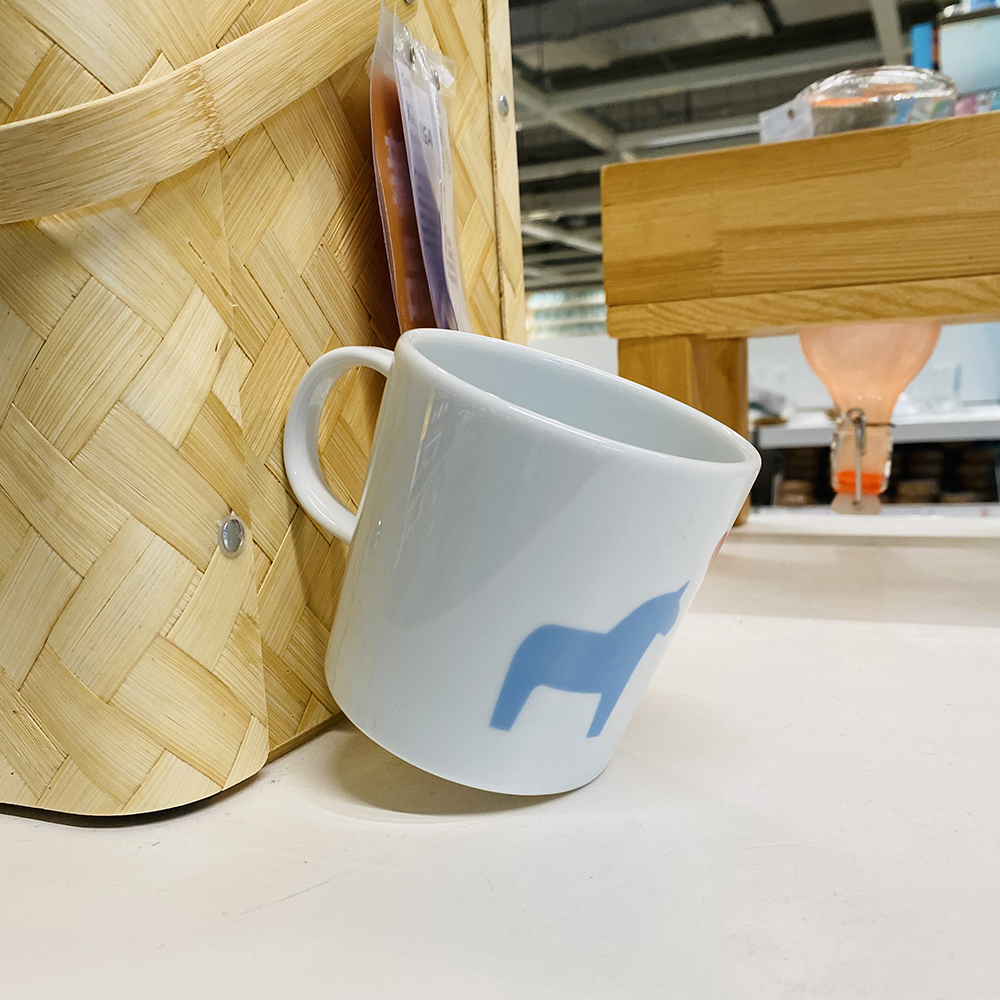 宜家代购 海斯豪格蓝色马大瓷杯30厘升马克杯水杯咖啡饮料杯茶杯