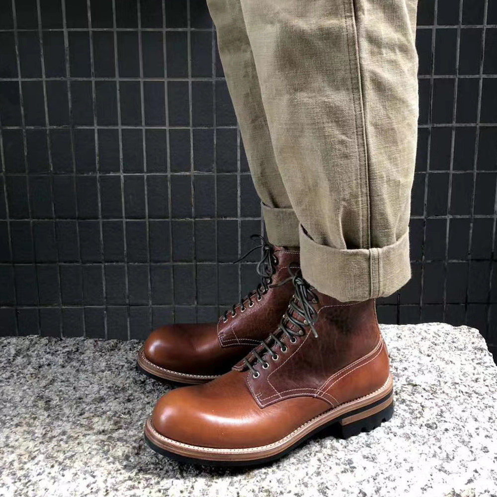 强尼制靴!fb2大头机车靴 复古男士工装靴 高帮鞋 固特异制法