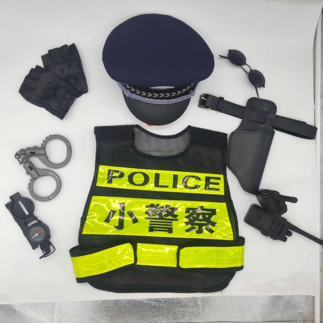 新款儿童小警察消防员演出服幼儿小交 警表演服反光衣玩具套装