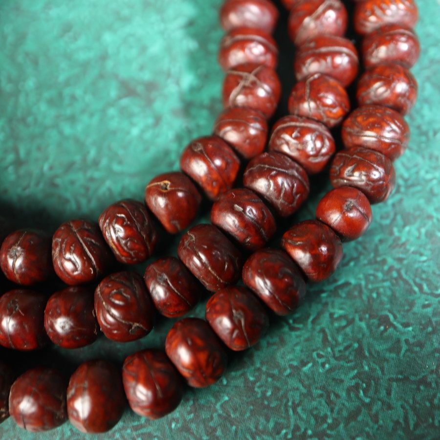 包老罕见足数108颗酸枣核菩提佛珠手串藏式手盘均匀草凤眼菩提珠