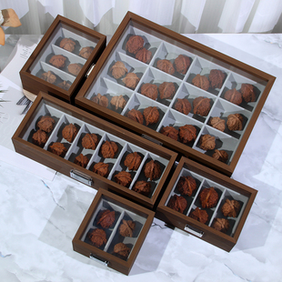 核桃收纳盒子文玩裸珠收藏核雕手把件展示架子手串古玩盒子储存盒