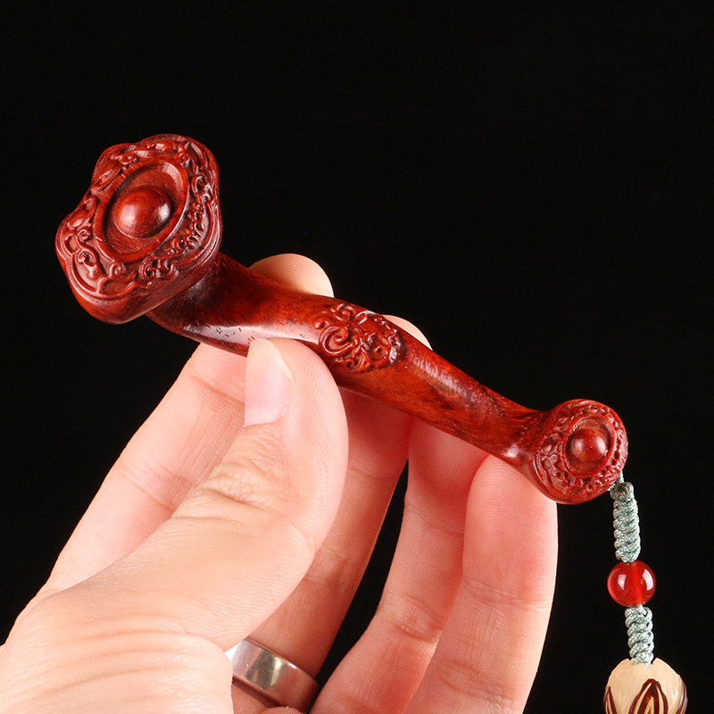 必生辉旗舰店的优惠券大全—木如意手把件小叶紫檀手把件古玩木质如意