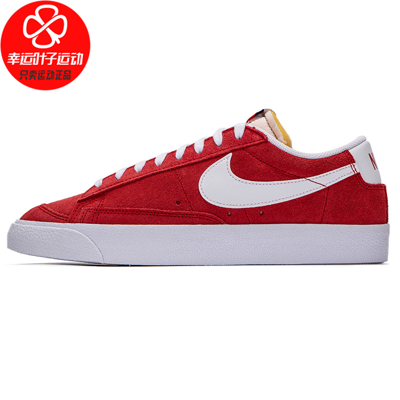 热销耐克红色鞋_nike耐克正品男鞋2022春季新款复古翻毛皮红色运动