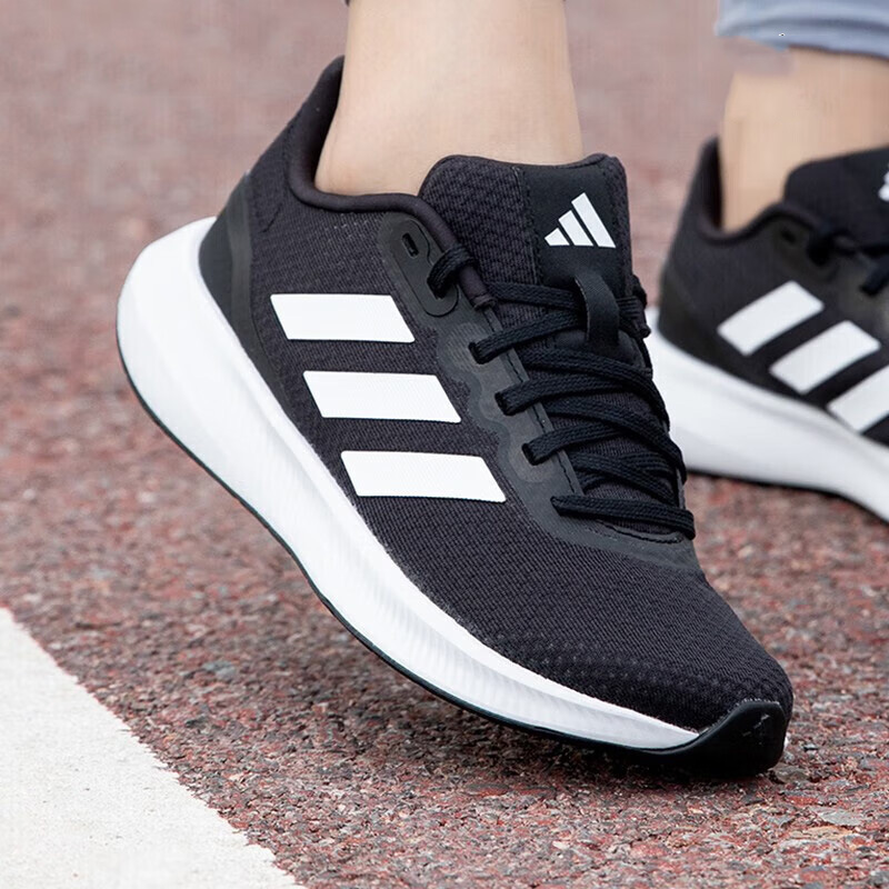 Adidas官方旗舰跑鞋女鞋新款低帮黑色运动鞋网面轻便跑步鞋HP7556