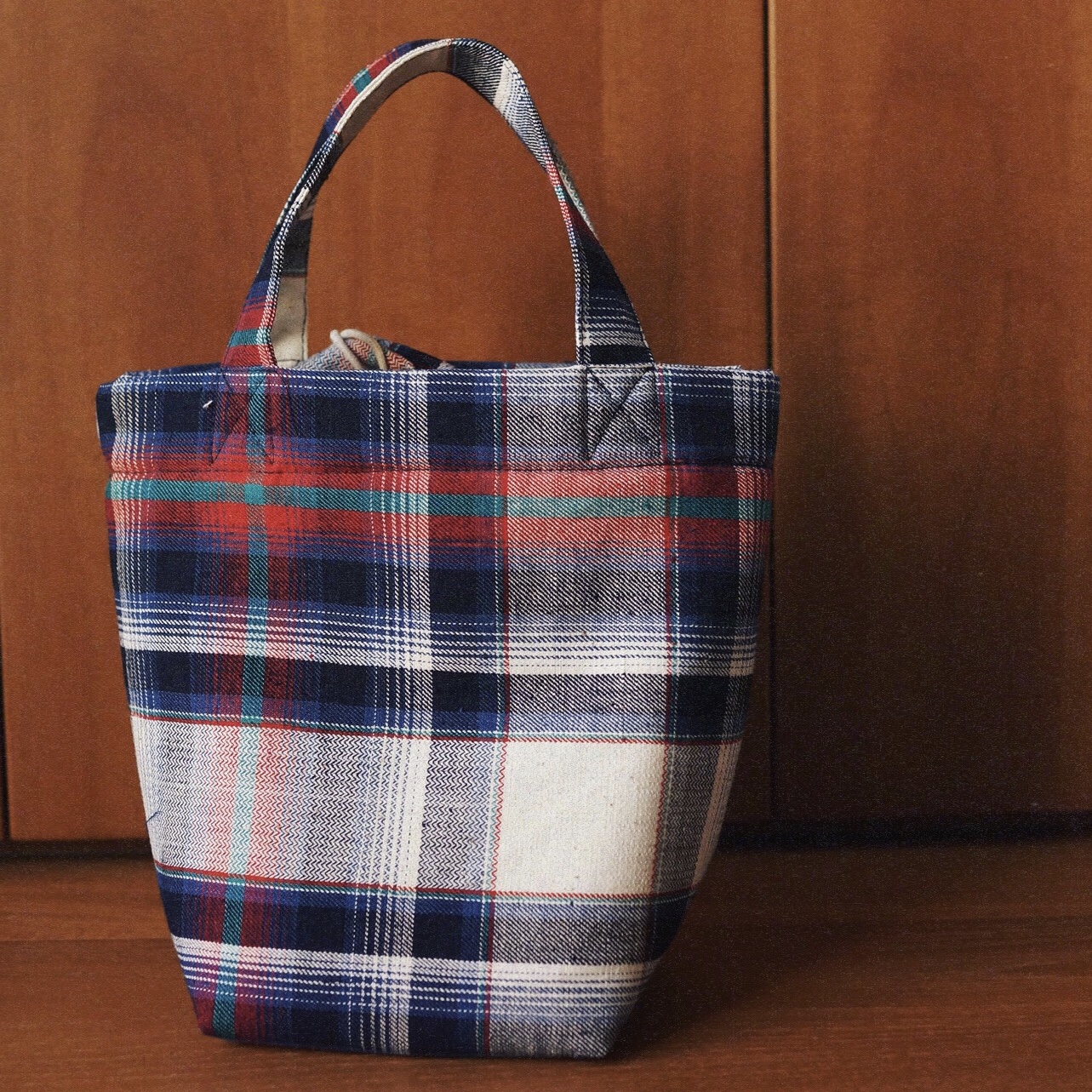 【时舟】土布 印度棉布 手织布  夹棉抽绳手拎包 饭盒便当水杯袋