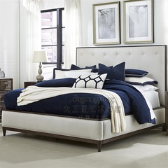 欧式床美式实木床别墅复古双人婚床1.5 1.8米法式皮艺床卧室家具