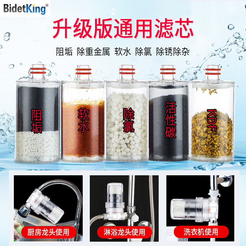 BidetKing前置过滤器活性炭阻垢滤芯水龙头净水器除氯去水垢家用