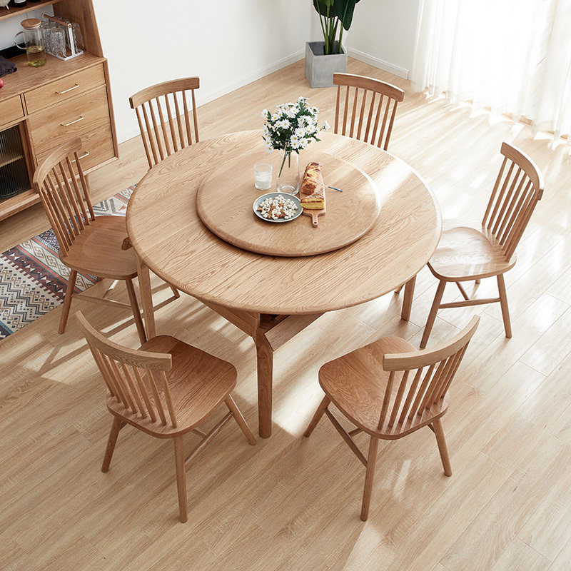 旋转伸缩放大缩小圆餐桌全实木多功能小户型可变圆桌可定制已售3新