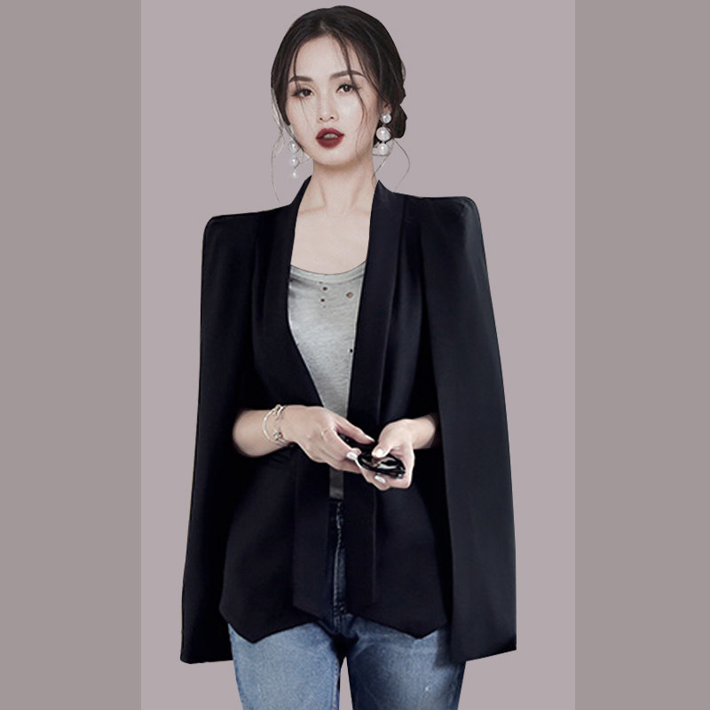 2021春秋冬季新款韩版时尚气质女王范斗篷披肩开衫小西装外套女装