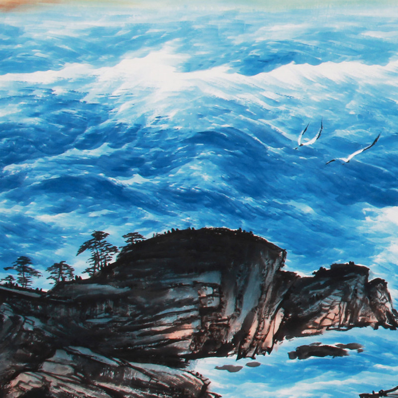 周天《精品山水系列小六尺 海纳百川》国家一级画师