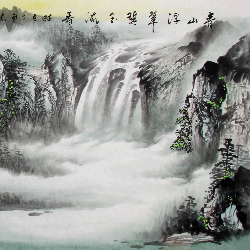 曾刚《精品山水系列小六尺 青山浮翠 碧玉流香》
