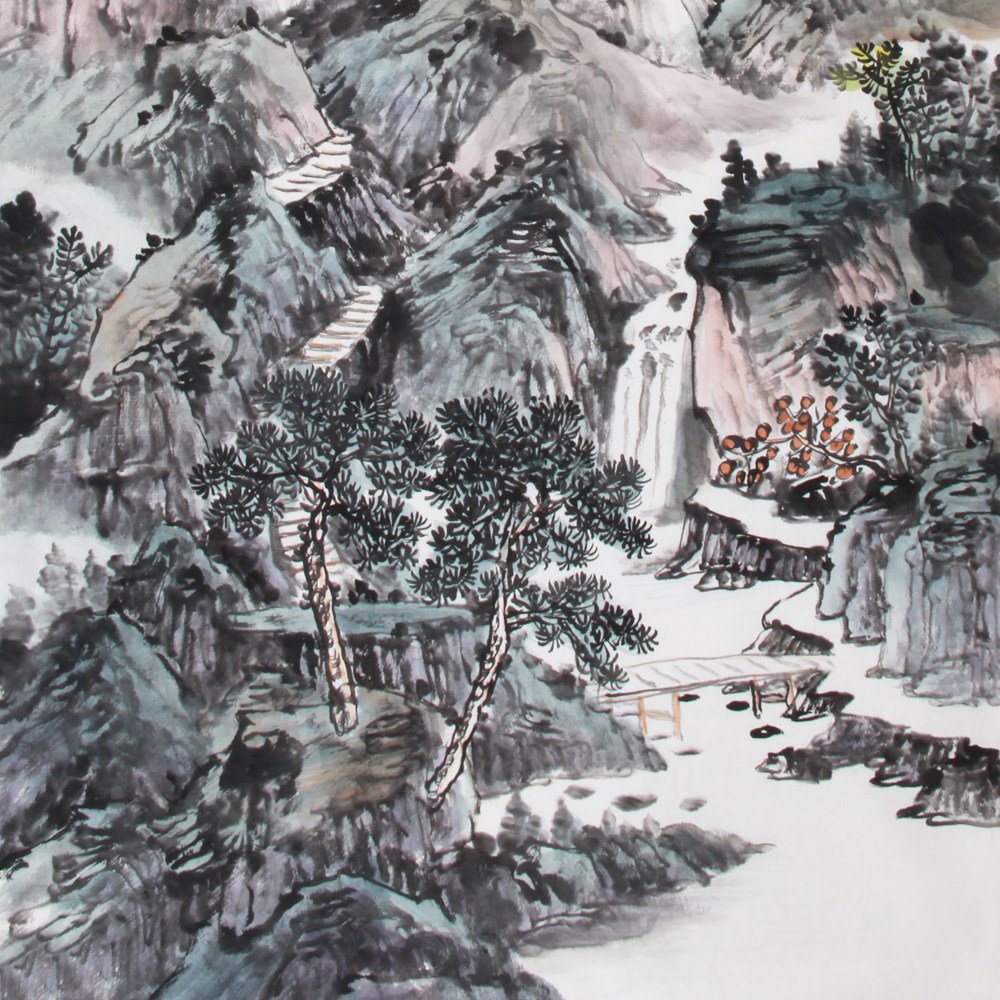 黄馨胜《精品山水系列 山静松风远 秋清泉气香》