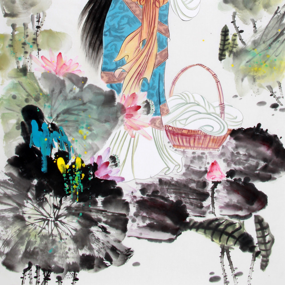 秦敬斌 《精品工笔人物 西施浣纱》国家一级美术师