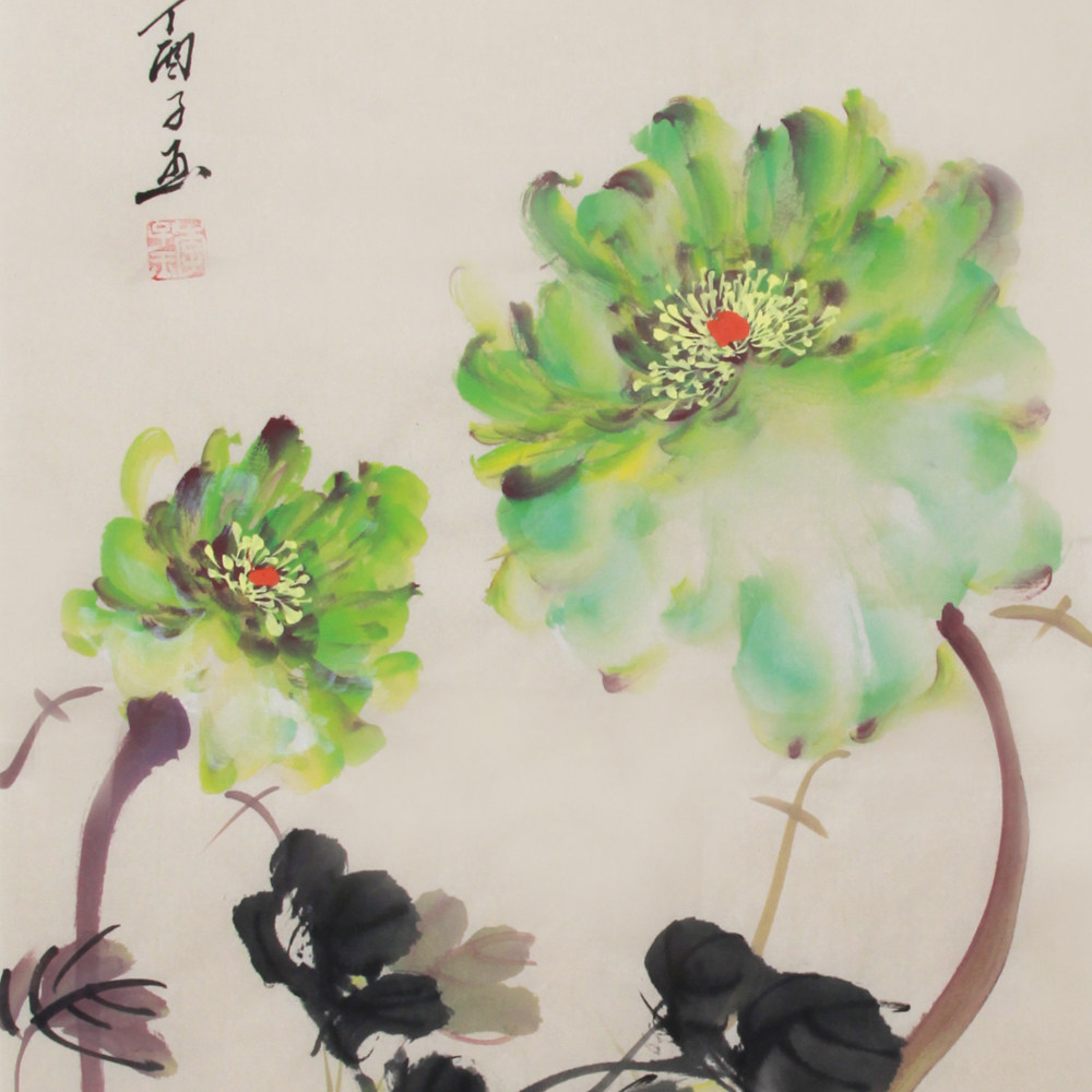 李子玉《精品花鸟四条屏牡丹系列》