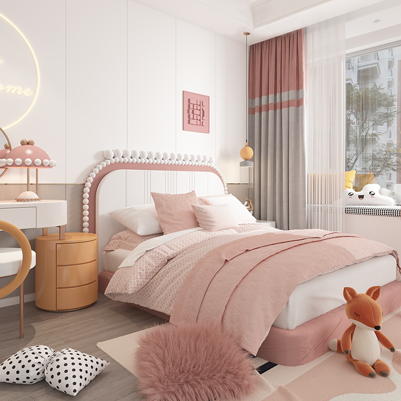 儿童床女孩公主床男童女童可爱简约卧室实木无甲醛百搭加宽大床
