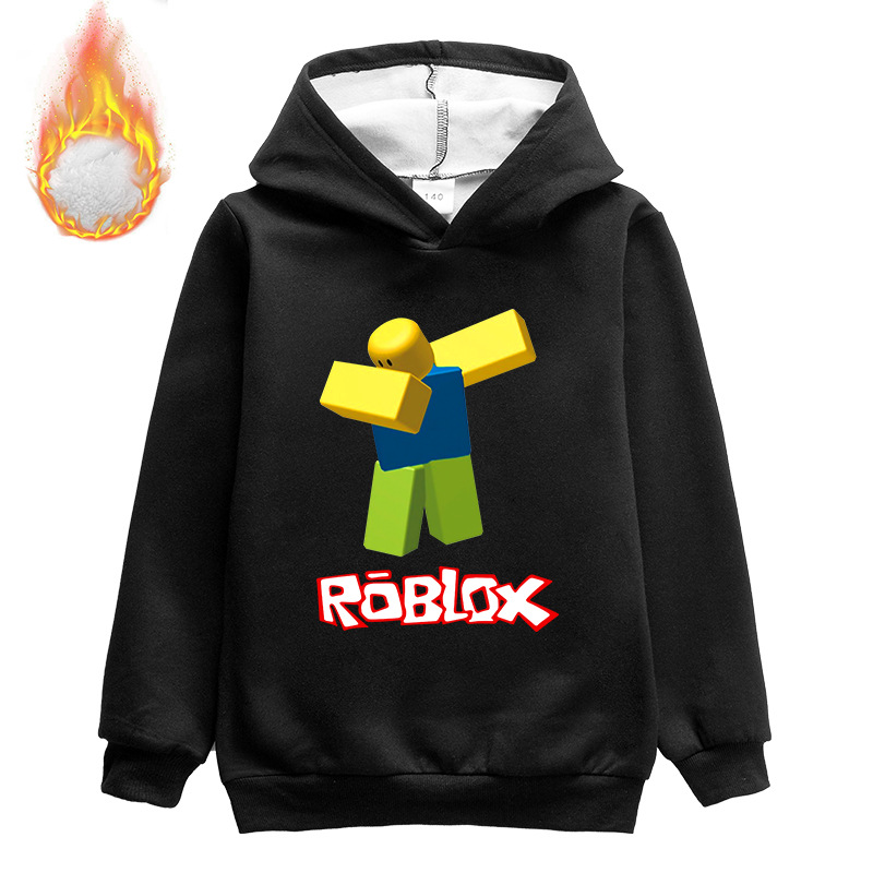 男童冬季衣服Roblox罗布乐思图案儿童加绒卫衣中大童装