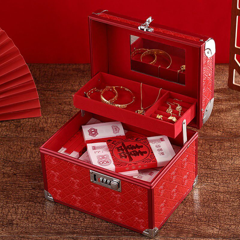 一折聘礼盒_结婚五金聘礼盒提亲聘礼箱彩礼钱盒子装万元红包订婚用品