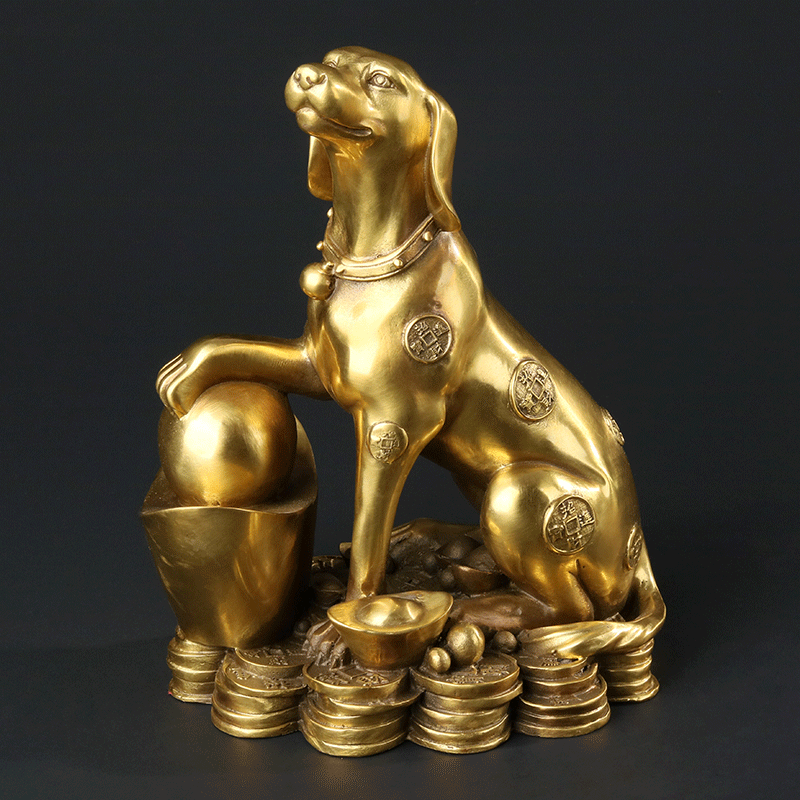 大仕缘纯铜工艺品金钱狗家居摆件生日生肖属狗礼品招财旺家狗来富