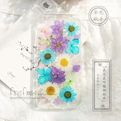 iphone6s/6plus干花苹果6s真花鲜花小雏菊纯手工永生花滴胶手机壳