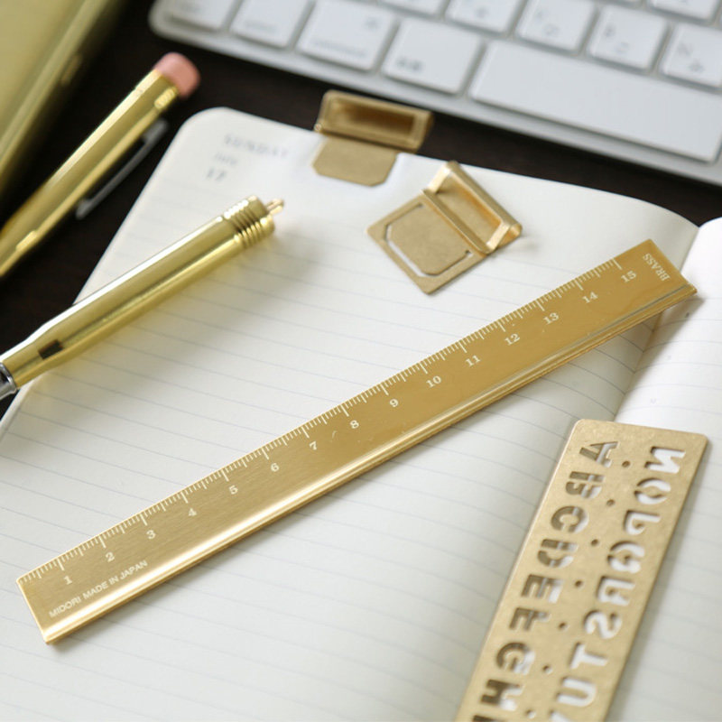 日本trc travelers company brass黄铜尺复古直尺刻度尺16cm