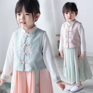 古装儿童春秋汉服中国风服装儒裙仙女装女童唐装宝宝衣服幼童套装