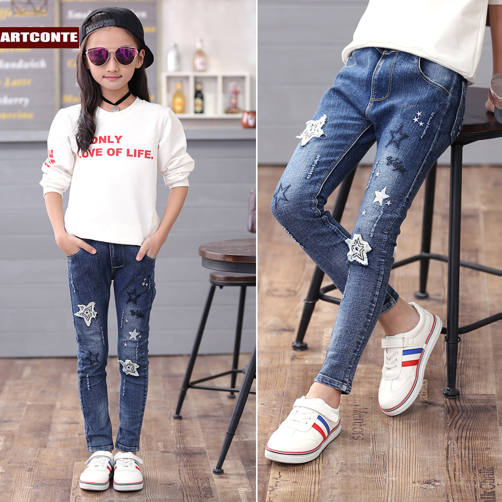 童装女童秋冬装长裤宝宝外穿新款儿童打底裤中大童加绒加厚牛仔裤