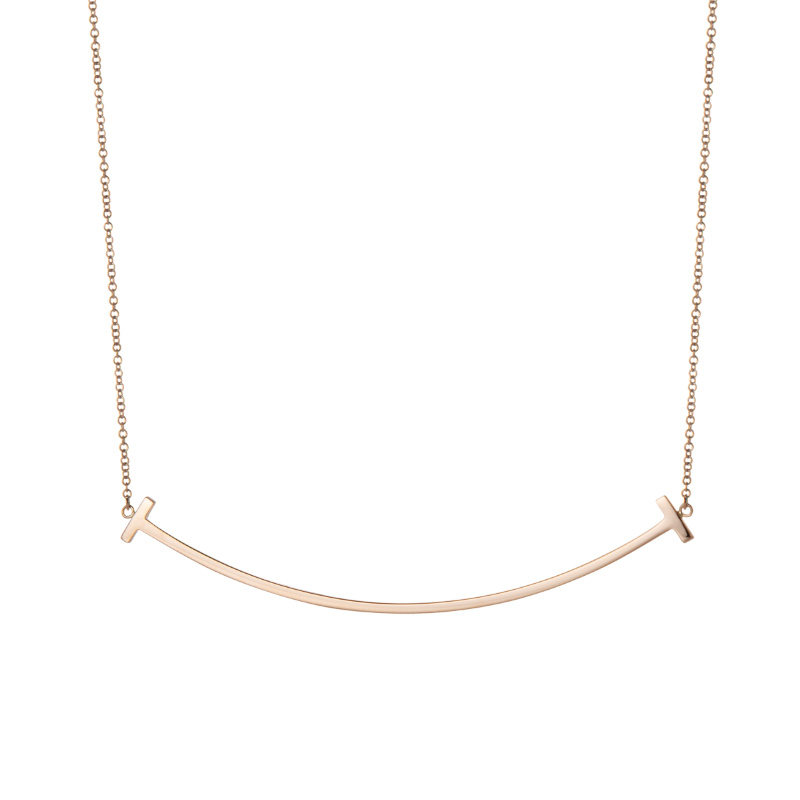 tiffany蒂芙尼官网t系列18k玫瑰金smile项链微笑33637152大小号