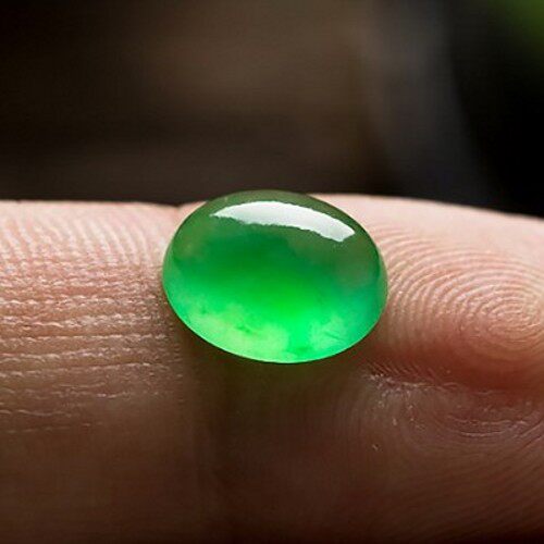 正品缅甸翡翠货冰种阳绿戒面冰透荧光满绿蛋面裸石其他